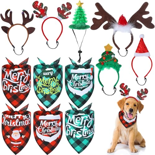 12 Pc Christmas Dog Bandanas Set S742