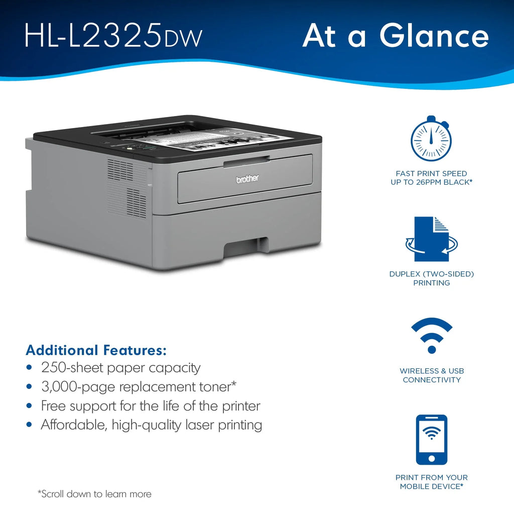 Monochrome Laser Printer with Wireless Networking and Duplex Printing W147951