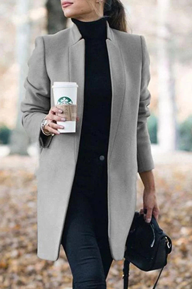 Solid Mandarin Collar Cardigan G35556