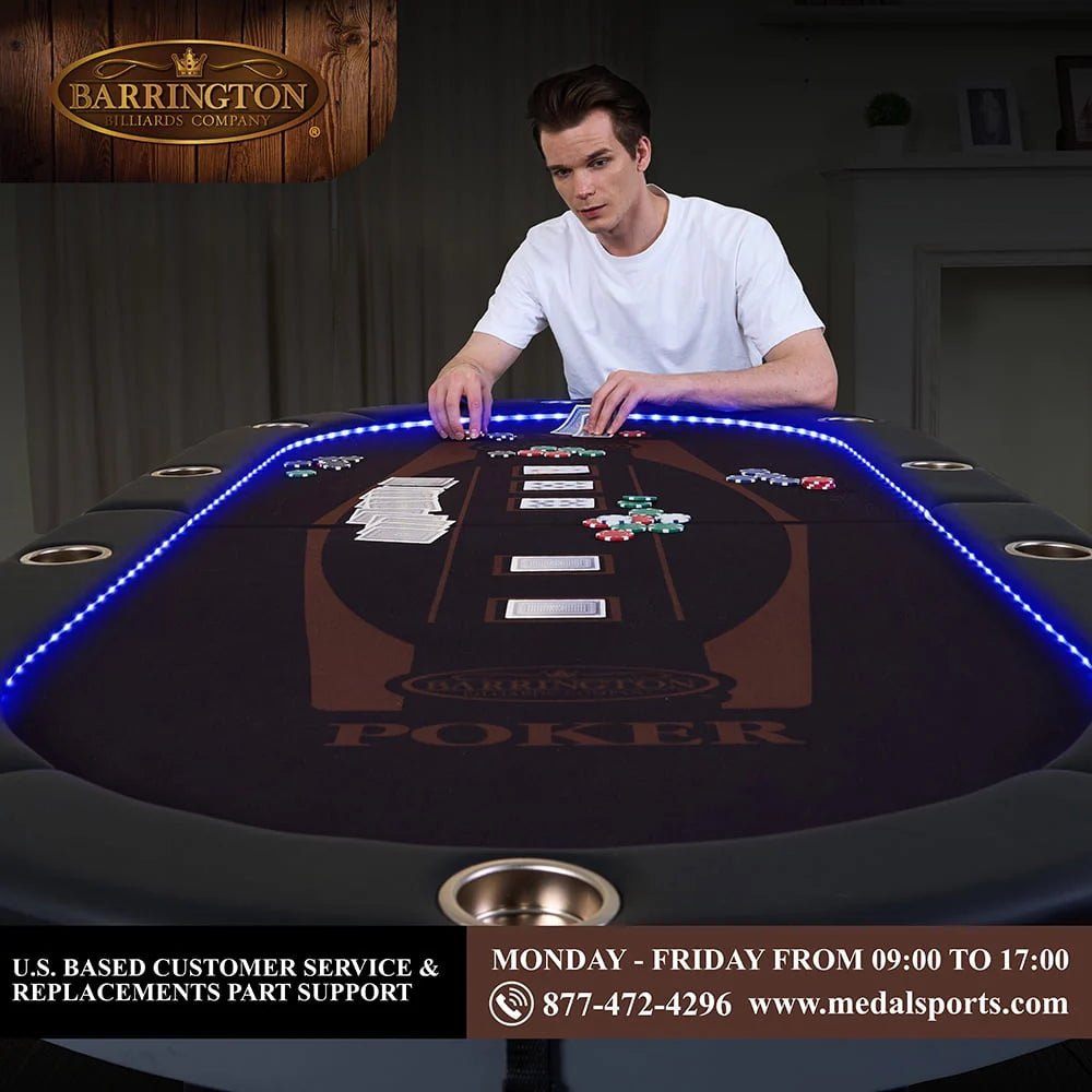 10-Player Poker Table with LED Lights W3478
