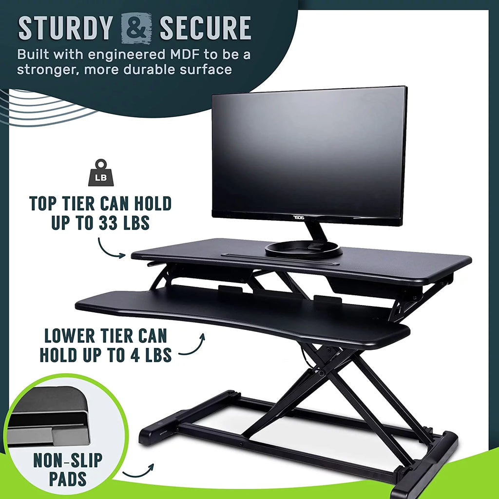 32-inch Height Adjustable Black Standing Desk Converter E6263