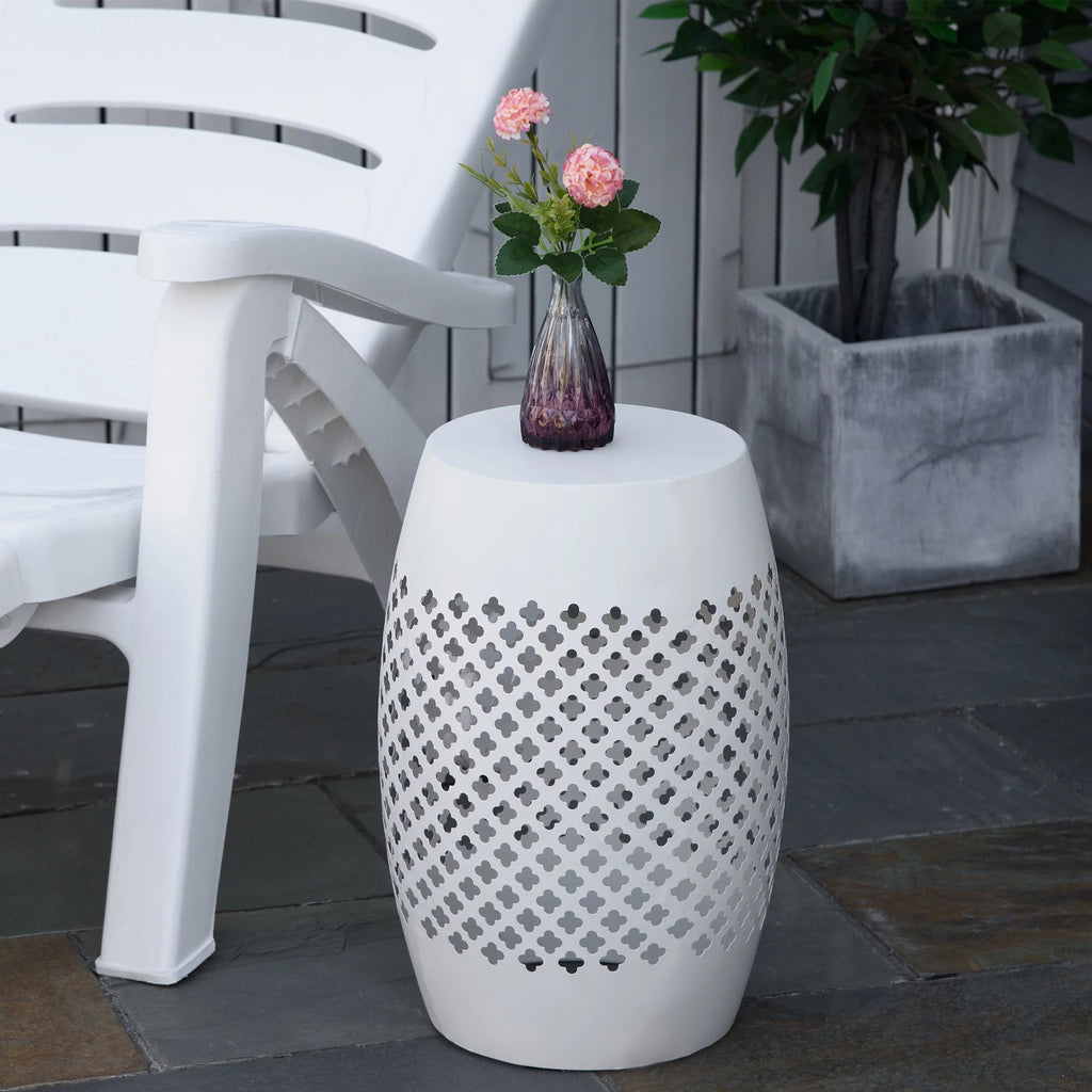 12.5" White Steel Round Side Table P23803