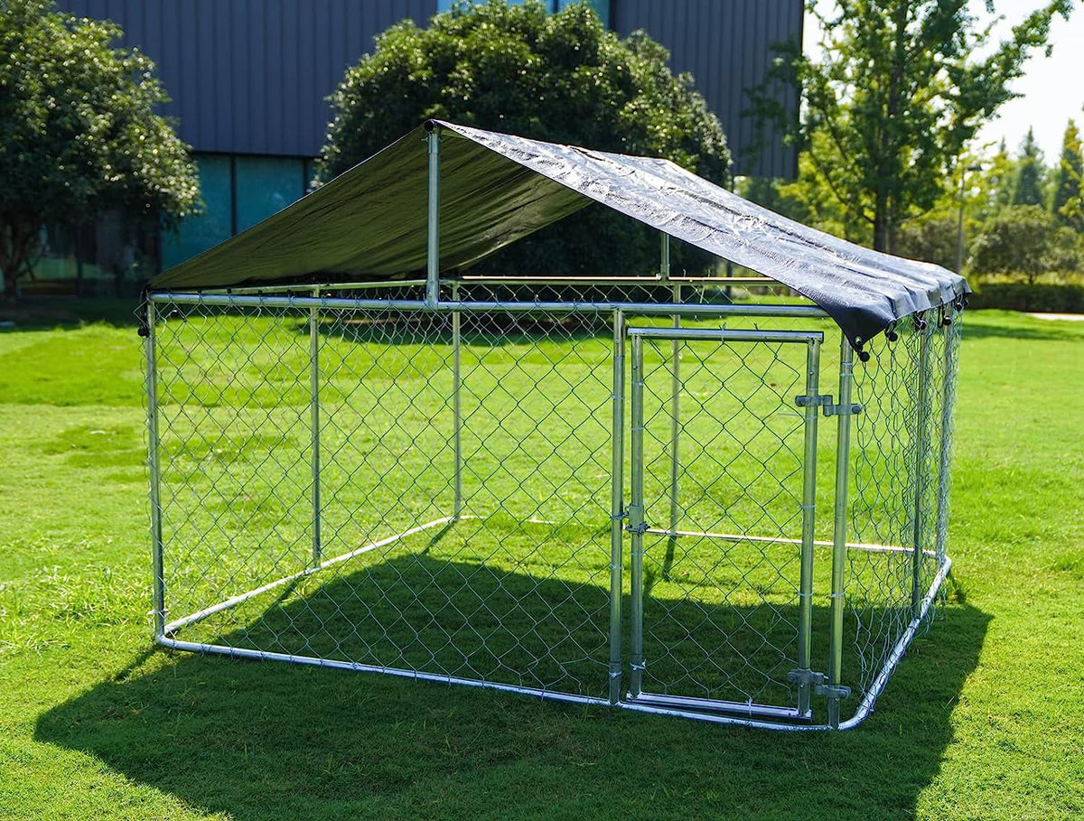 Heavy Duty Outdoor Dog Kennel with Black UV & Water Resistant Cover S4123