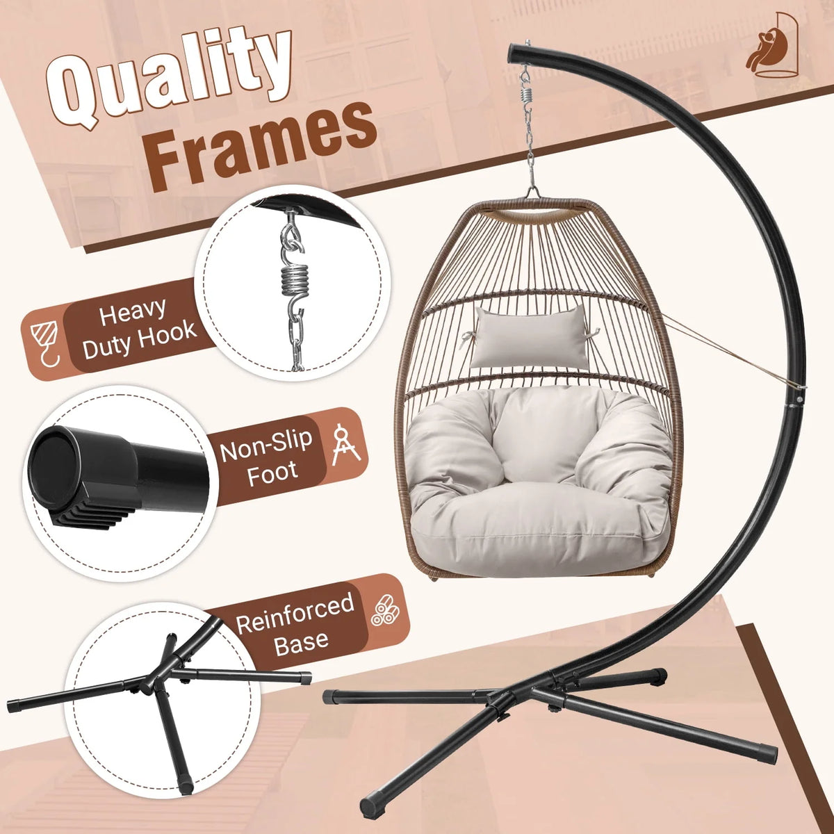 Wicker Hammock Chair with Stand M406