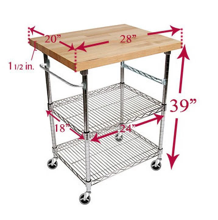 3 Tier Gourmet Cart with Maple Butcher Block Top B848743