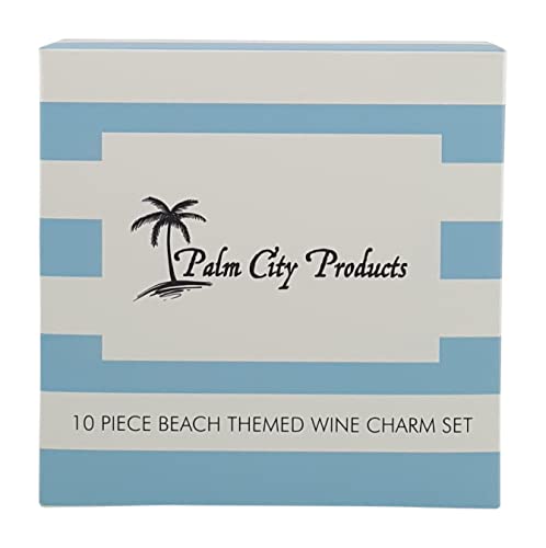 10 Piece Beach Themed Wine Charm Set K912955