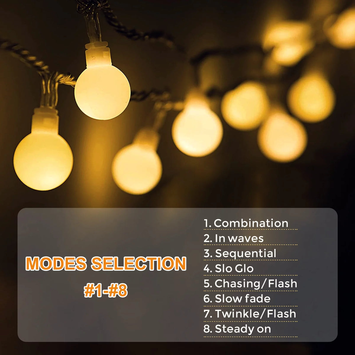 Solar-Powered Globe String Lights 39 ft 100 LED with Remote Control, 8 Modes, Waterproof Warm White M150