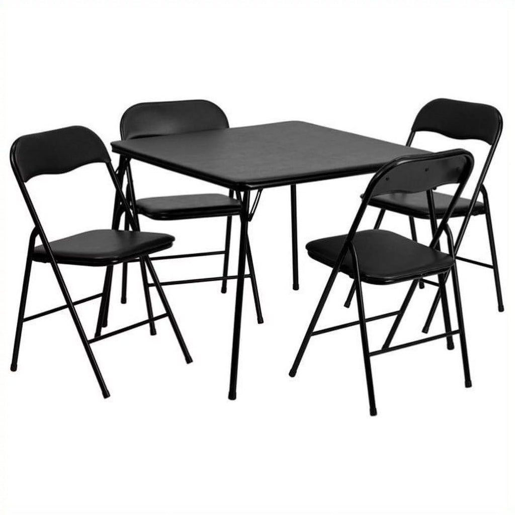 5 Piece Folding Dining Table and Chair Set in Black A73024