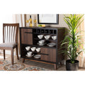 Walnut Brown and Black Wood Wine Storage Cabinet W681