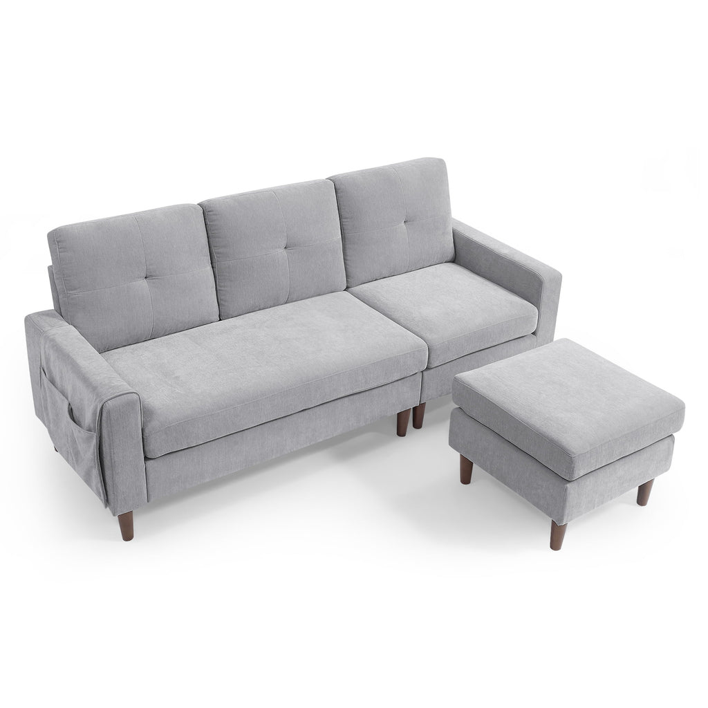 Light Grey Chenille Convertible Sectional Sofa N766601