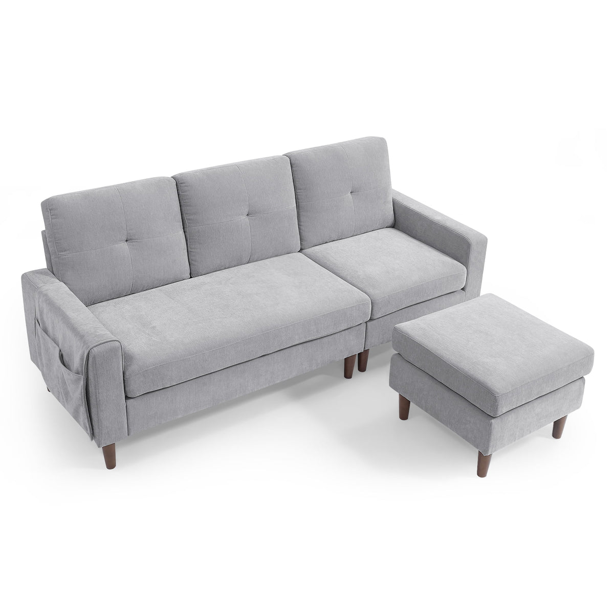 Light Grey Chenille Convertible Sectional Sofa N766601