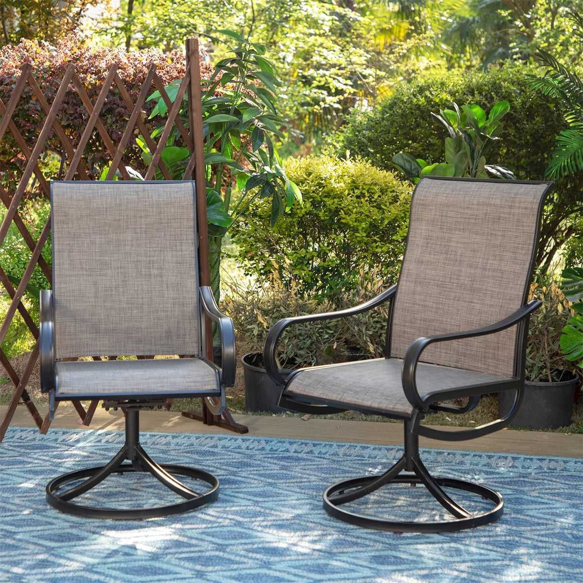 7 Pieces Metal Patio Dining Set with Rectangular Table and Swivel Chairs B523