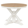 Extendable Dining Table with 12" Leaf Oak Natural Wood Off White B8179