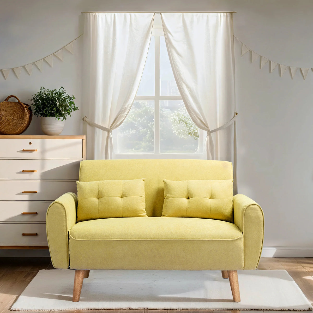 Dark Grey Fabric Upholstered 2-Seat Sofa U168088