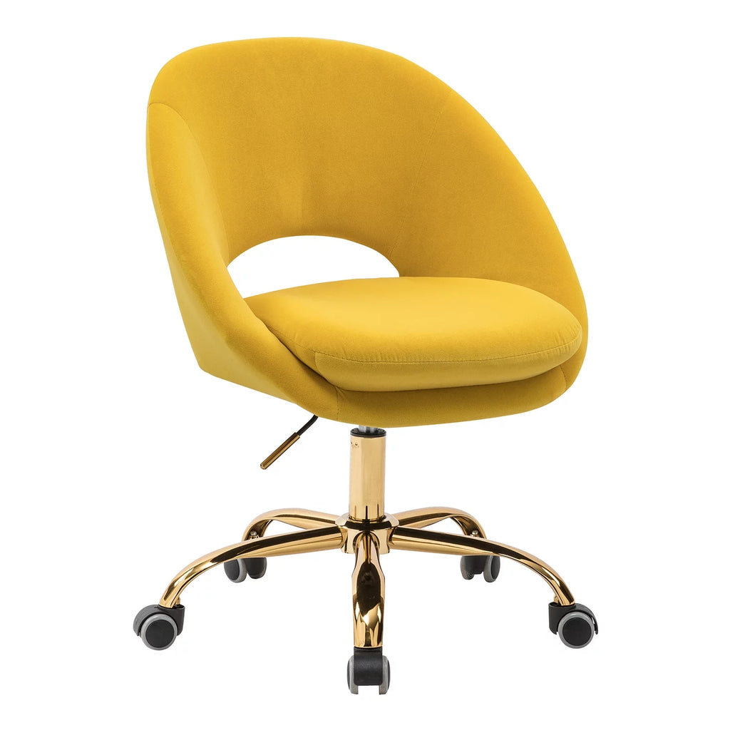 Yellow Velvet Adjustable Swivel Home Office Chair E152