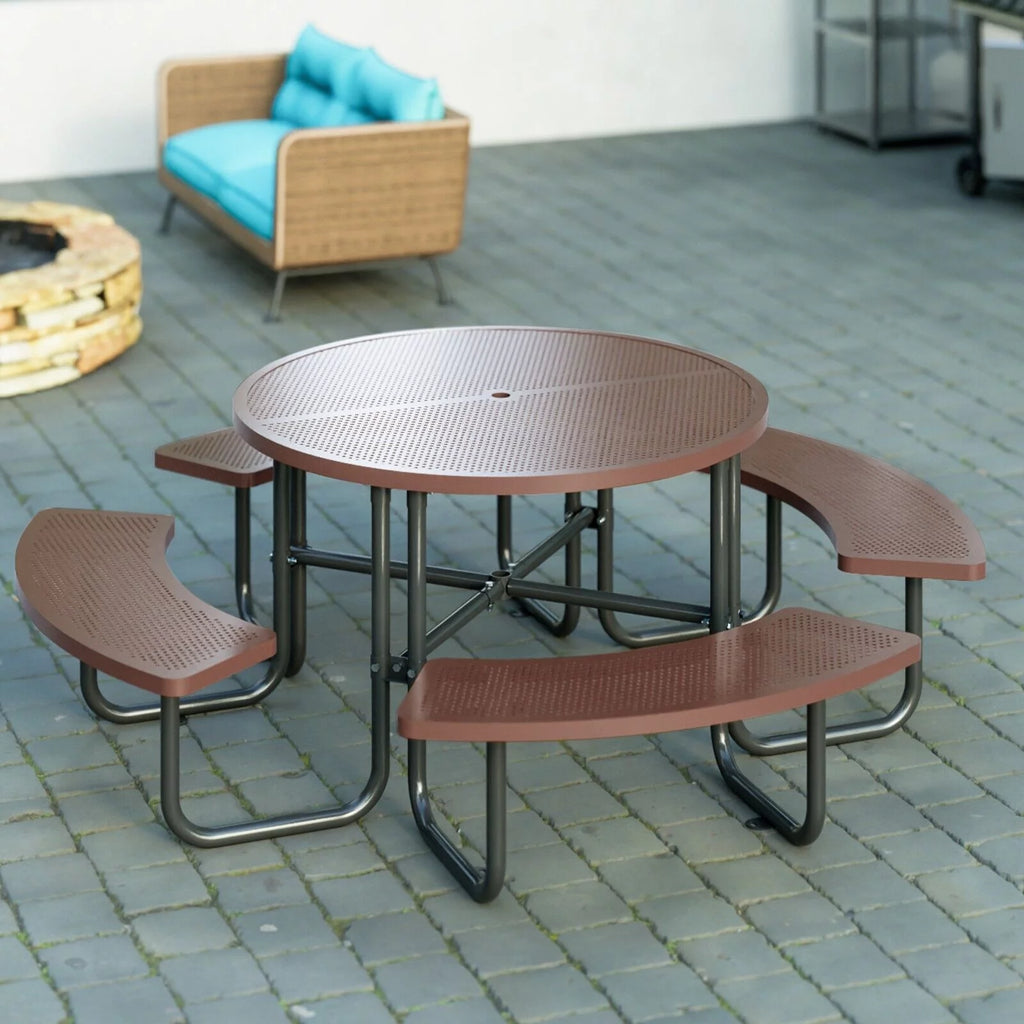 Brown Round Portable Picnic Table M2327