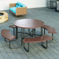 Brown Round Portable Picnic Table M2327
