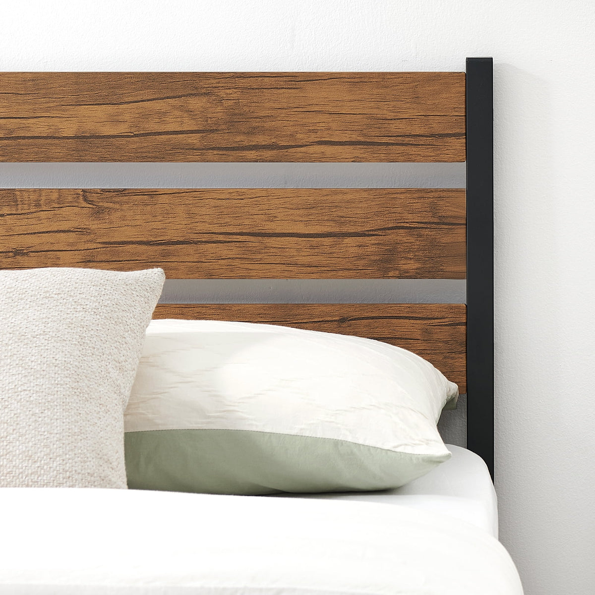 Full Bed Frame with Wood Headboard and Storage M1793