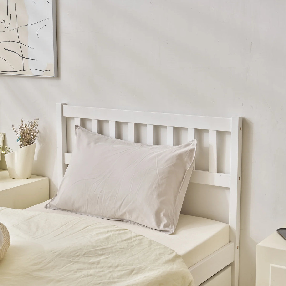 White Twin Bed with Trundle Y377