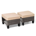 Square Rattan Storage Ottomans Set of 2 with Cushion T284280