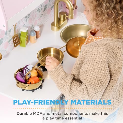 Wooden Pretend Play Kitchen Kids Toy with Storage N512