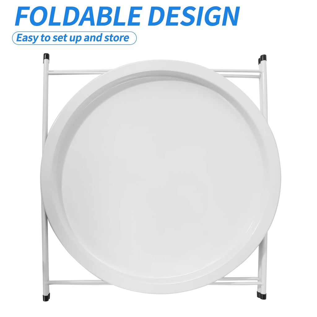 Round Metal End Table with Fabric Storage Basket O231