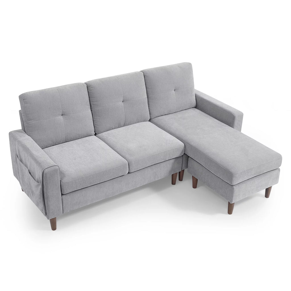 Light Grey Chenille Convertible Sectional Sofa N766601