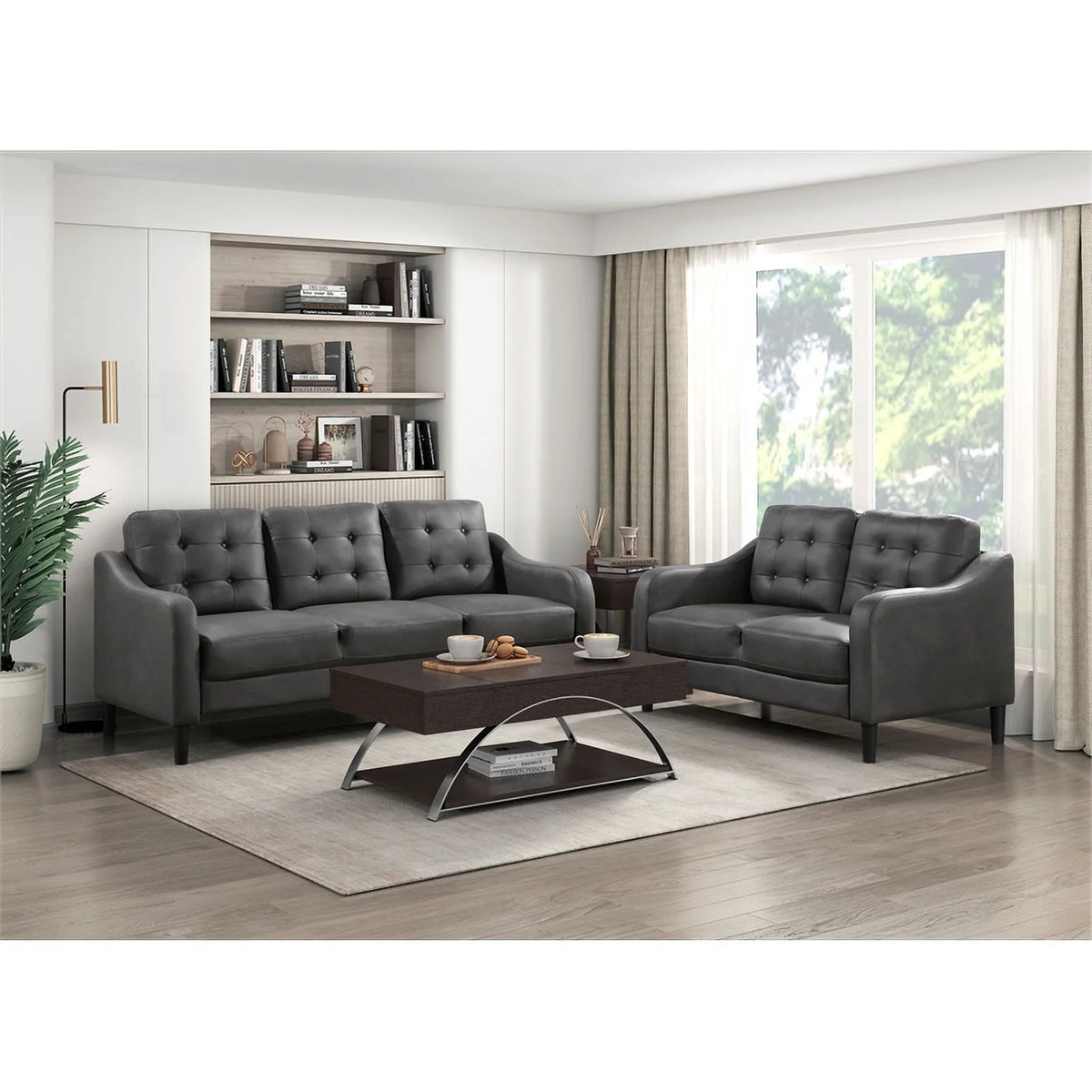 Gray Microfiber Loveseat O42929