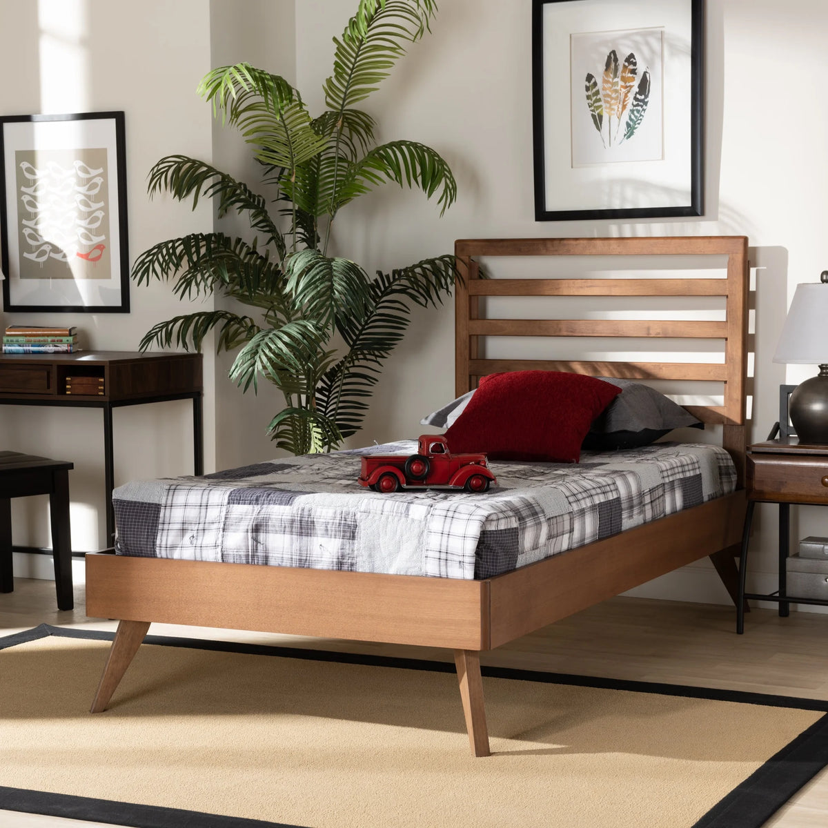 Twin Ash Walnut Platform Bed S60615