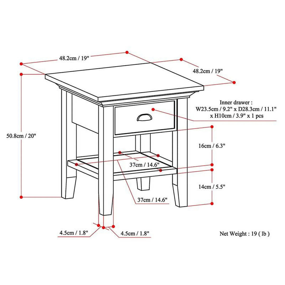 2-Piece Wood Square End Side Table Set E73189