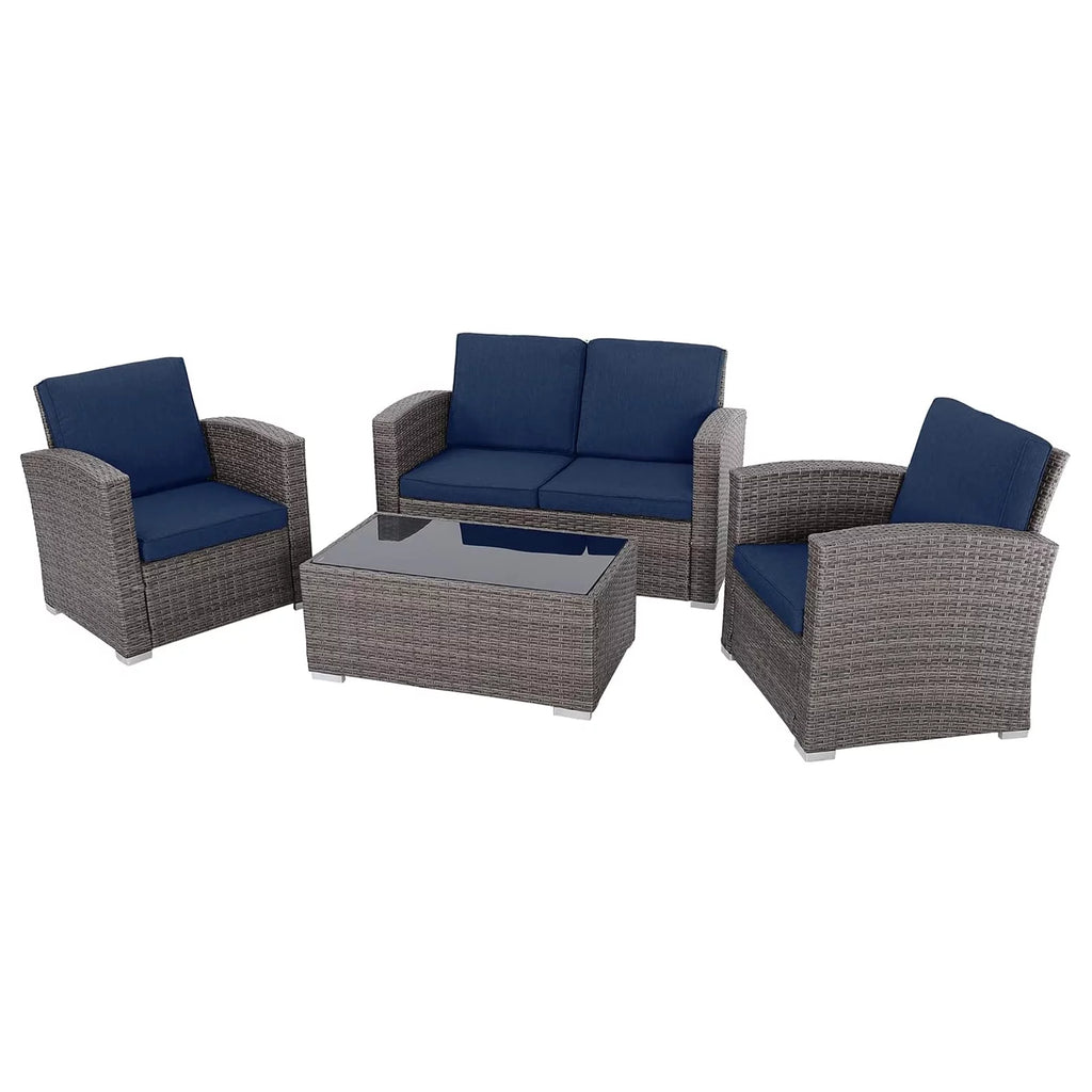4 Pieces PE Rattan Outdoor Sectional Sofa Set E300