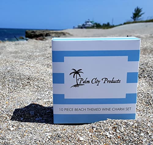 10 Piece Beach Themed Wine Charm Set K912955
