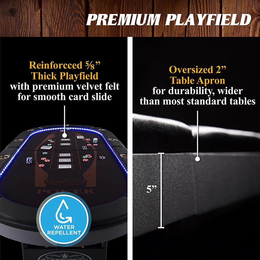 10-Player Poker Table with LED Lights W3478