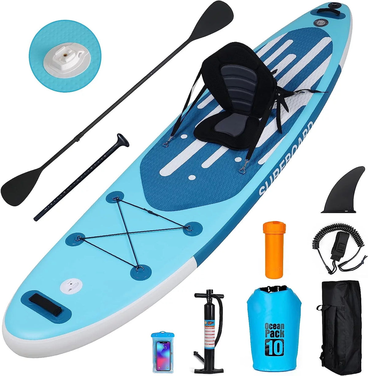 11Ft Inflatable Stand up Paddleboard with Kayak Seat D38226