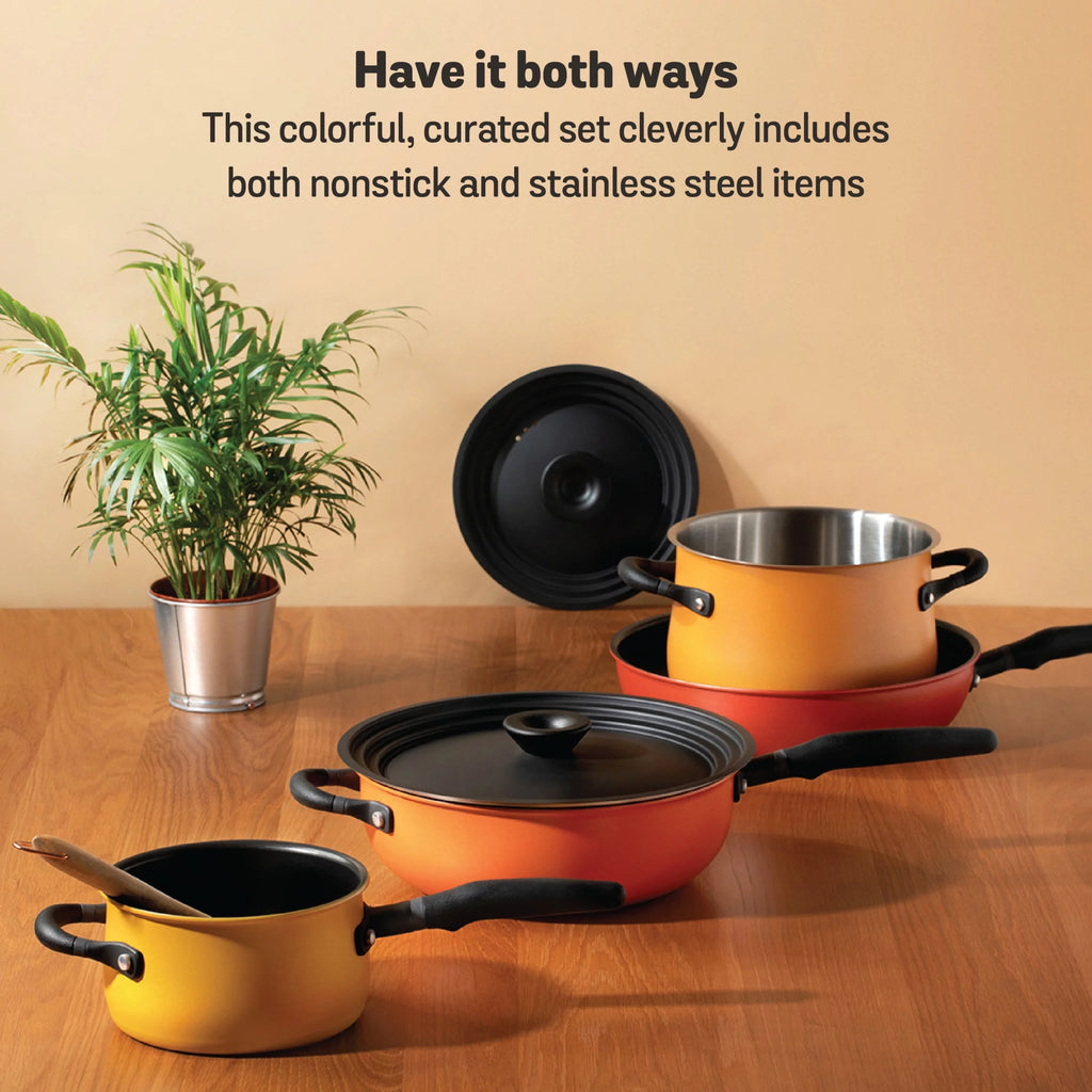 6 Piece Aluminum Nonstick Stainless Steel Cookware Set A770221