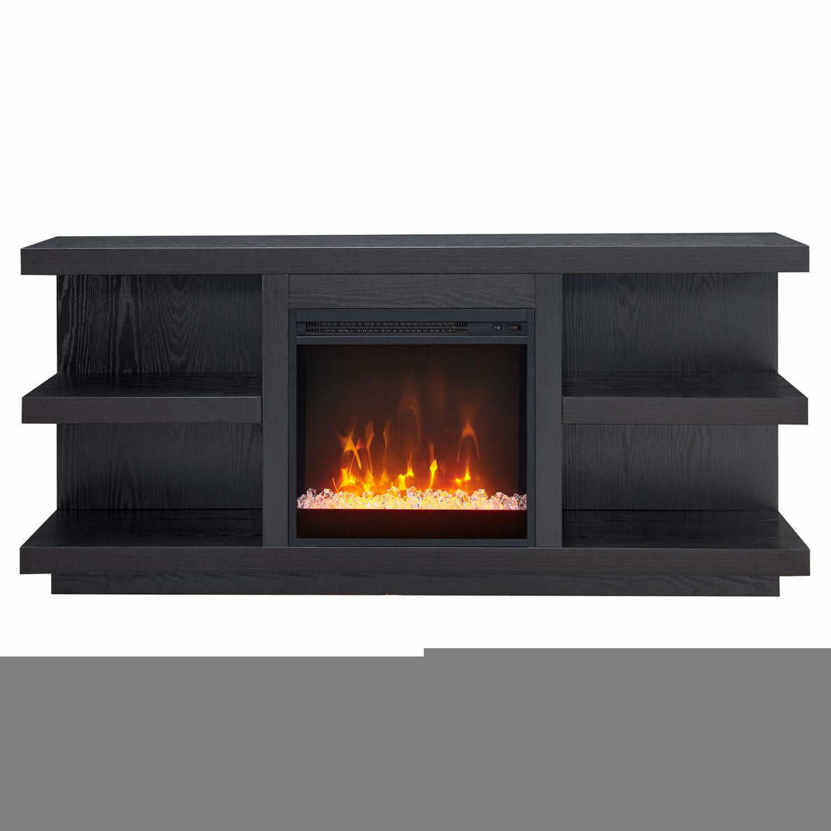 Charcoal Gray Rectangular TV Stand with Crystal Fireplace W421088