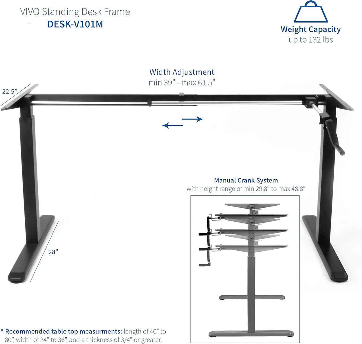 63 X 32 Inch Height Adjustable Standing Desk X43804
