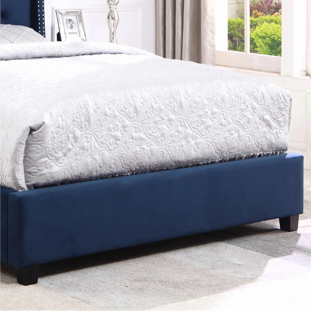 Blue Velvet Upholstered Wingback King Bed Y590