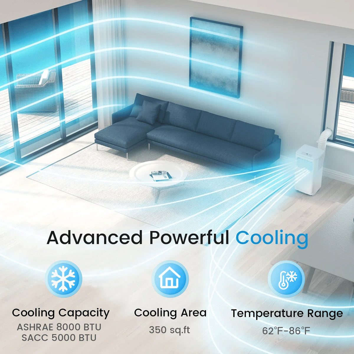 8000 BTU Portable Indoor Air Conditioner with Remote Control H749