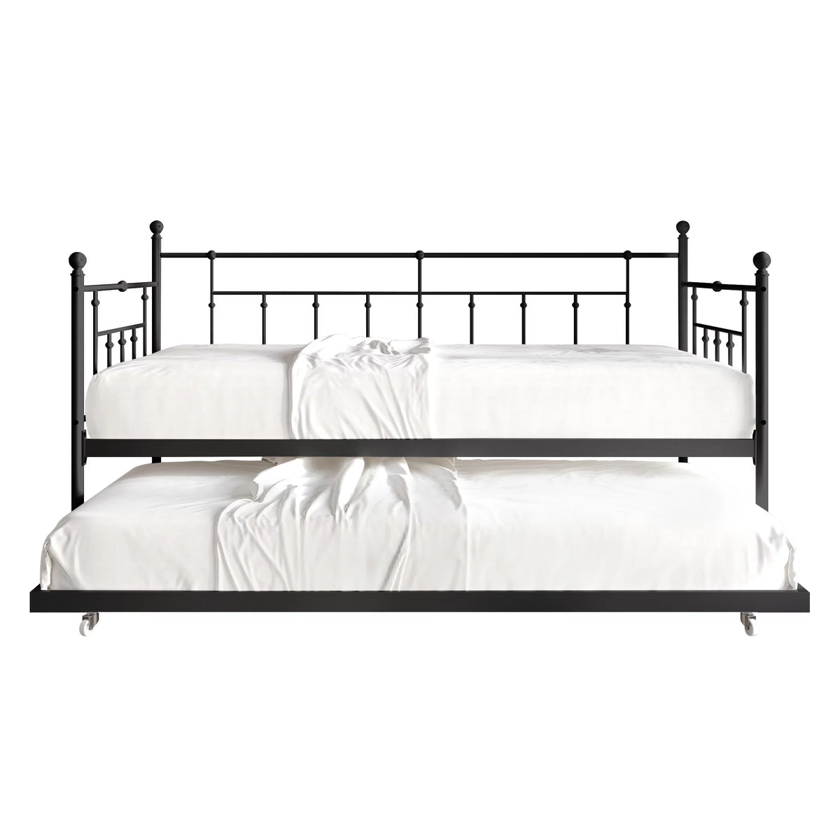 Victorian Metal Twin Daybed with Trundle Black V997058