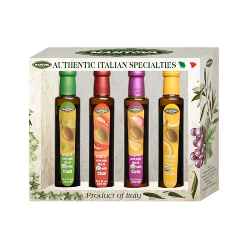 Organic Flavored Extra Virgin Olive Oil Variety Pack, 8.5 oz Pack of 4 J58627