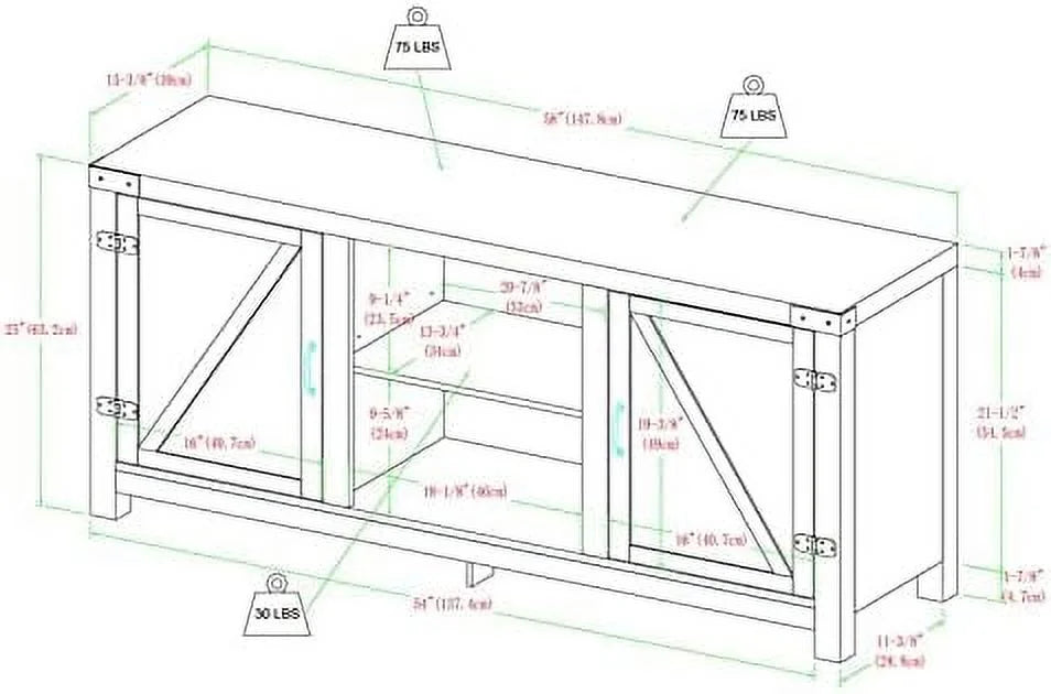 Rustic Wood TV Stand Up To 65" Brushed White Oak E11076