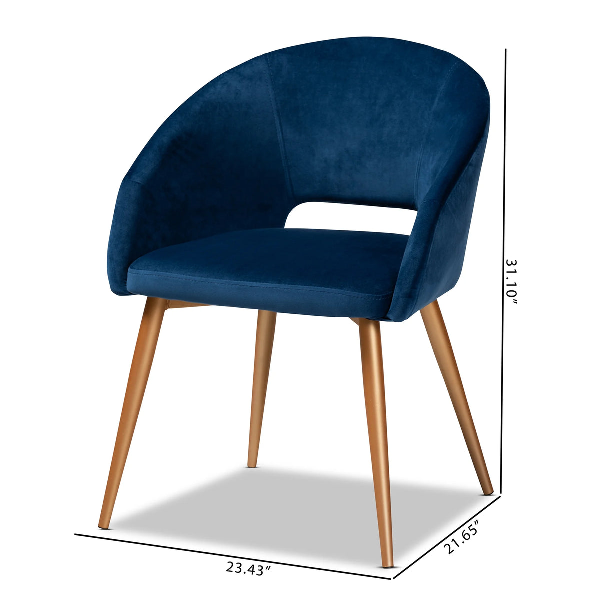 Navy Blue Velvet Upholstered Dining Chair Y34344