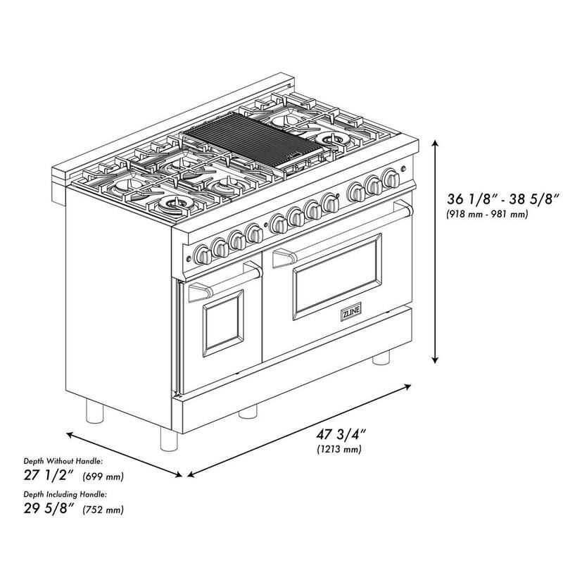 7 Burner Double Oven Dual Fuel Range Stainless Steel X220
