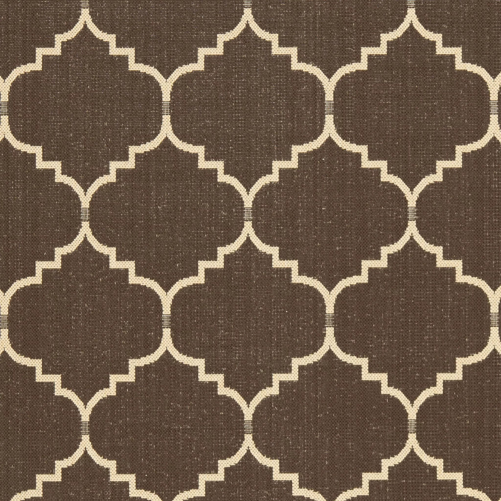 Chocolate Cream Geometric Indoor Outdoor Area Rug Q64479