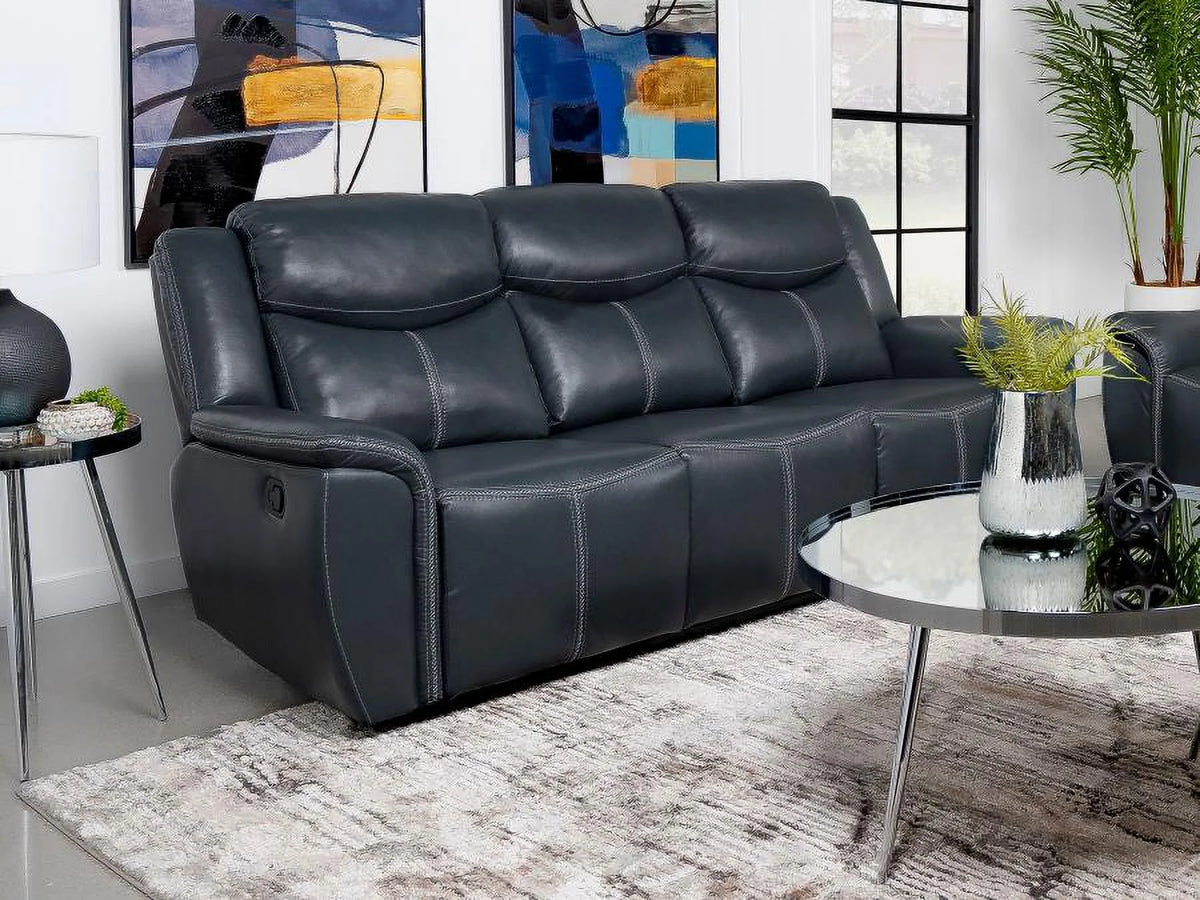 Blue Reclining Sofa with Drop Down Table P678625
