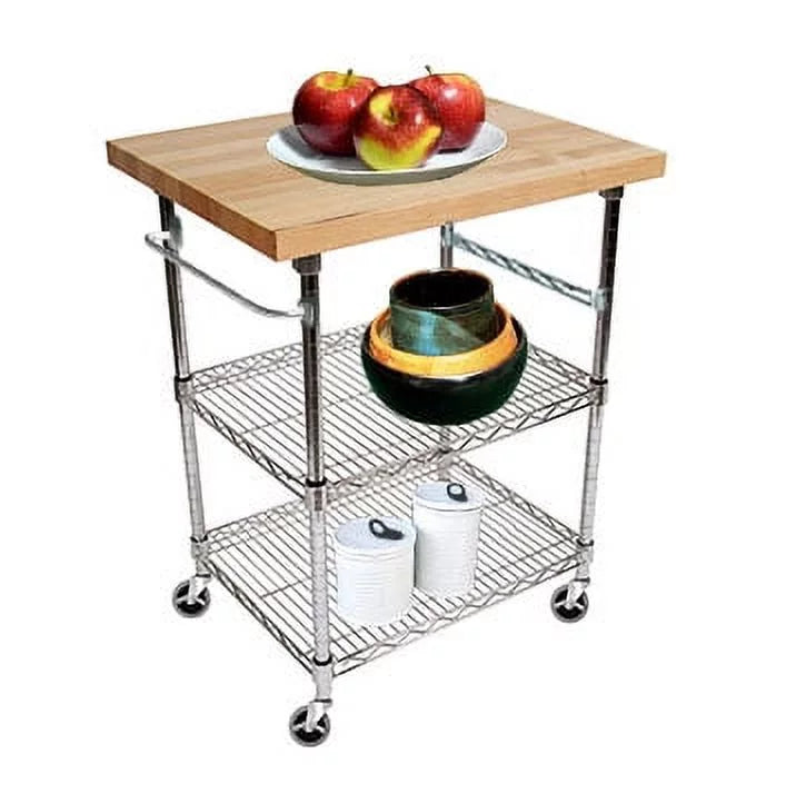 3 Tier Gourmet Cart with Maple Butcher Block Top B848743