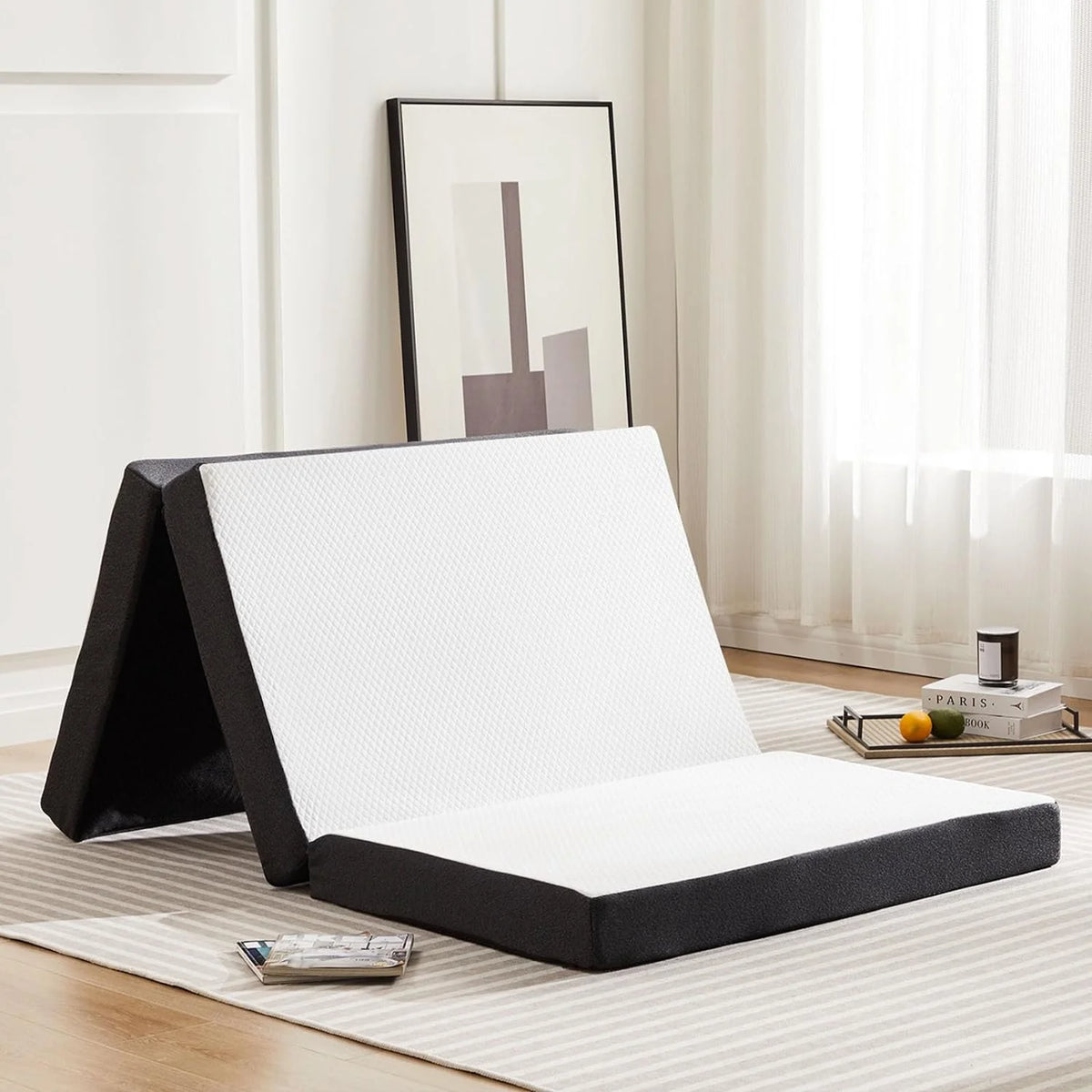 4 Inch Tri Folding Memory Foam Mattress Queen C90016