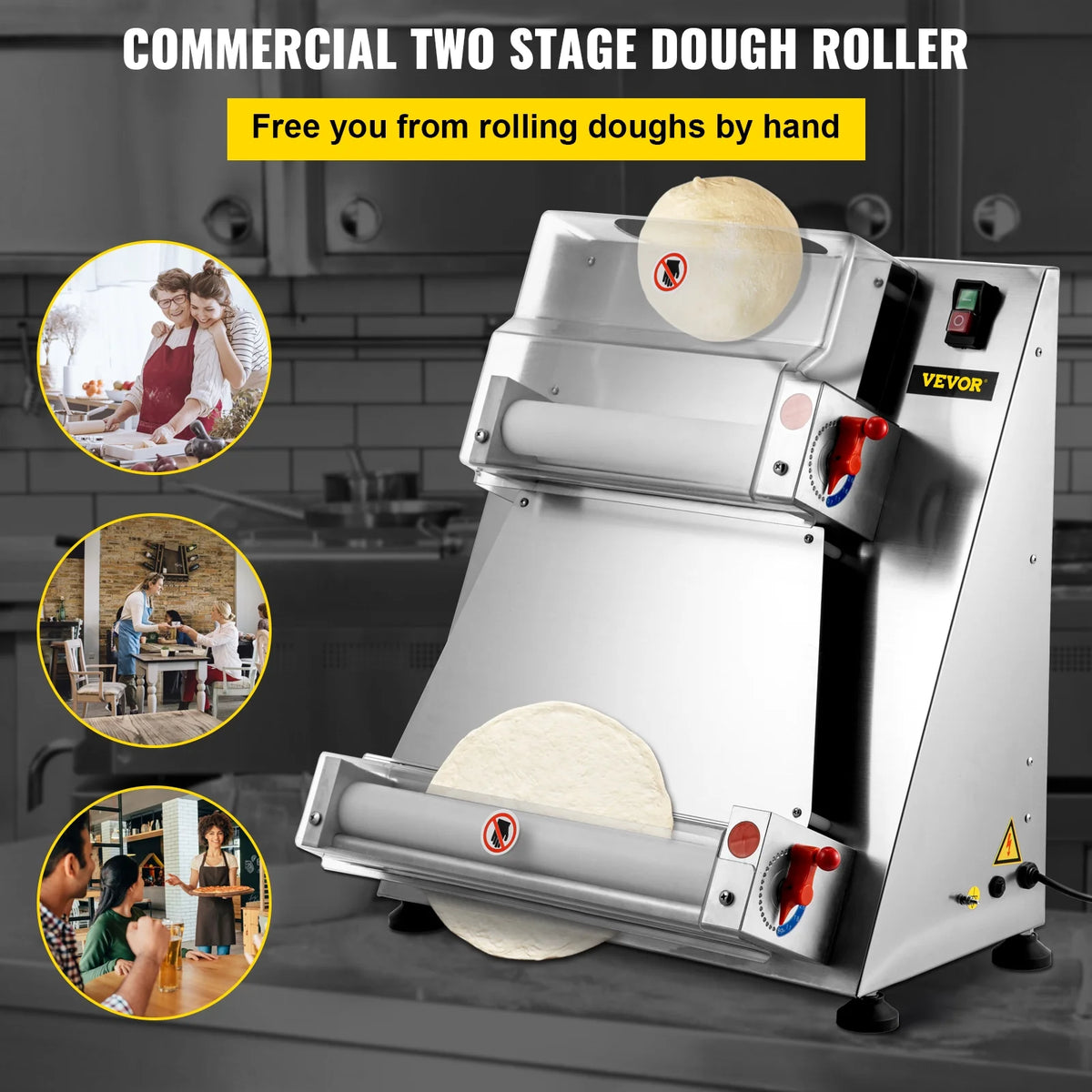 Electric Pizza Dough Roller Machine 15.7inch 370W C2467