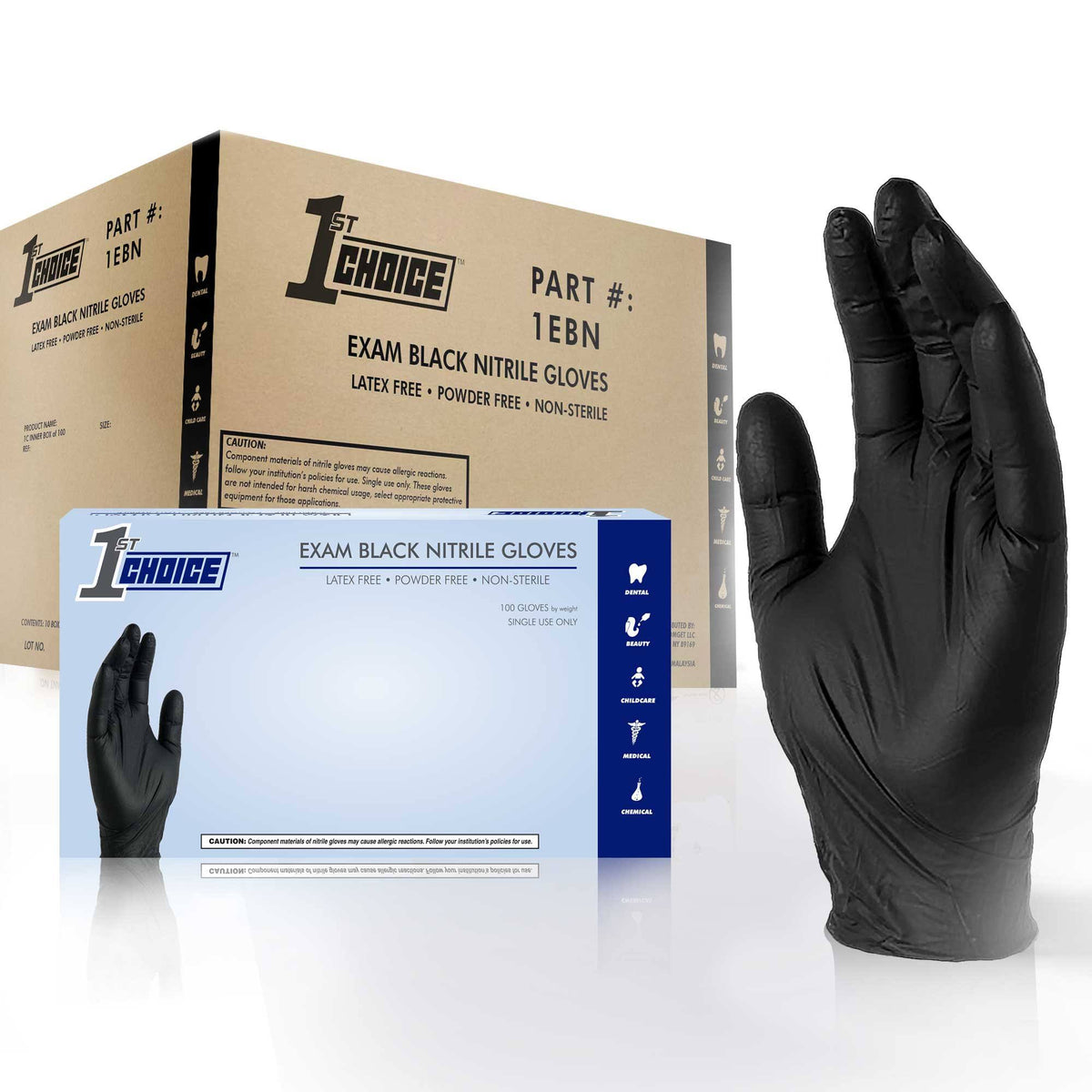 Black Nitrile Disposable Gloves Large 1000/Case T217996